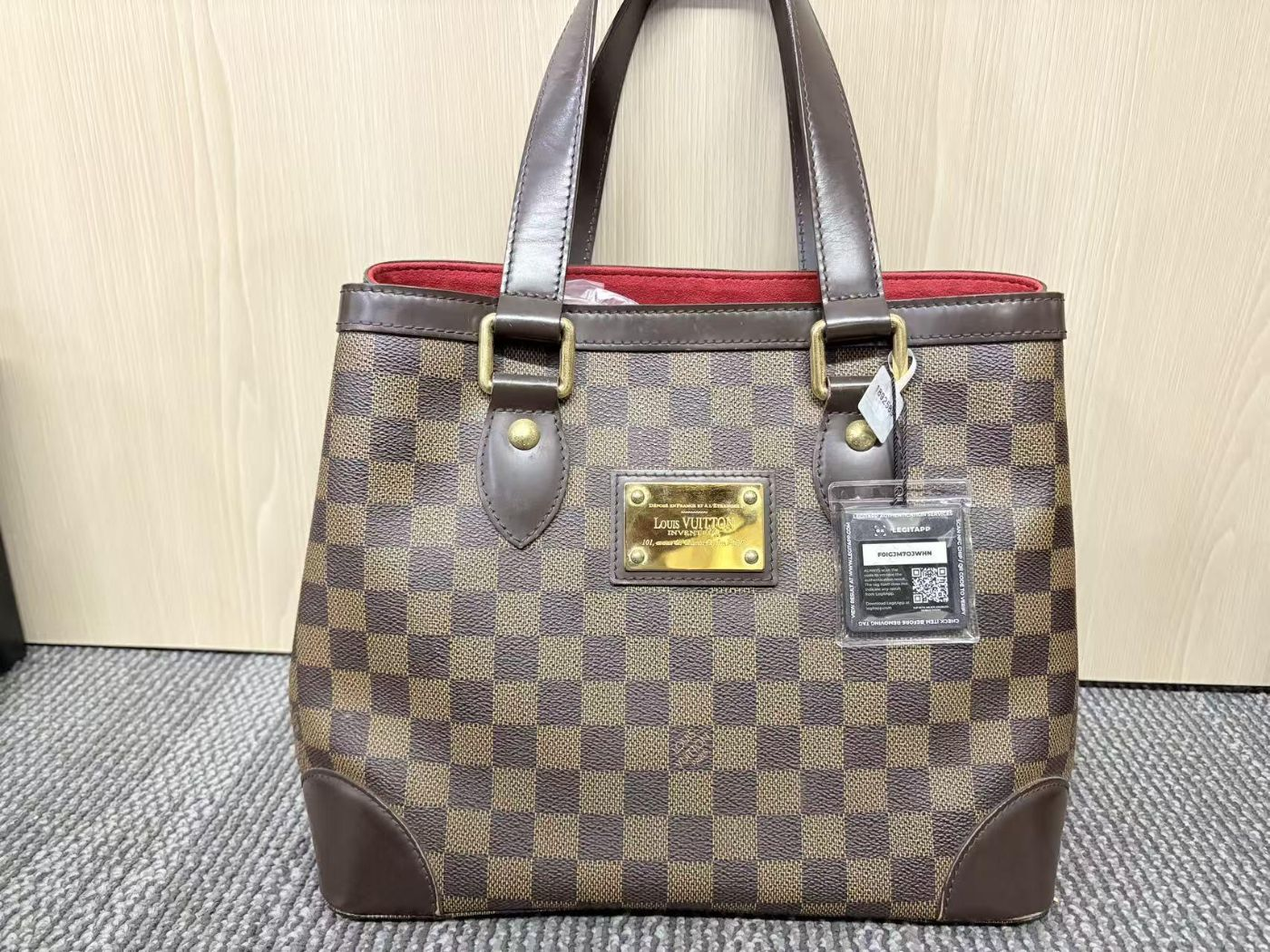 Pre‑owned Louis Vuitton Hampstead PM Damier Ebene Tote Handbag
