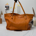 Pre‑owned Gucci Guccissima Tan Embossed Leather Tote Shoulder Bag