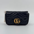 Gucci GG Marmont Super Mini Bag in Black Matelasse Leather