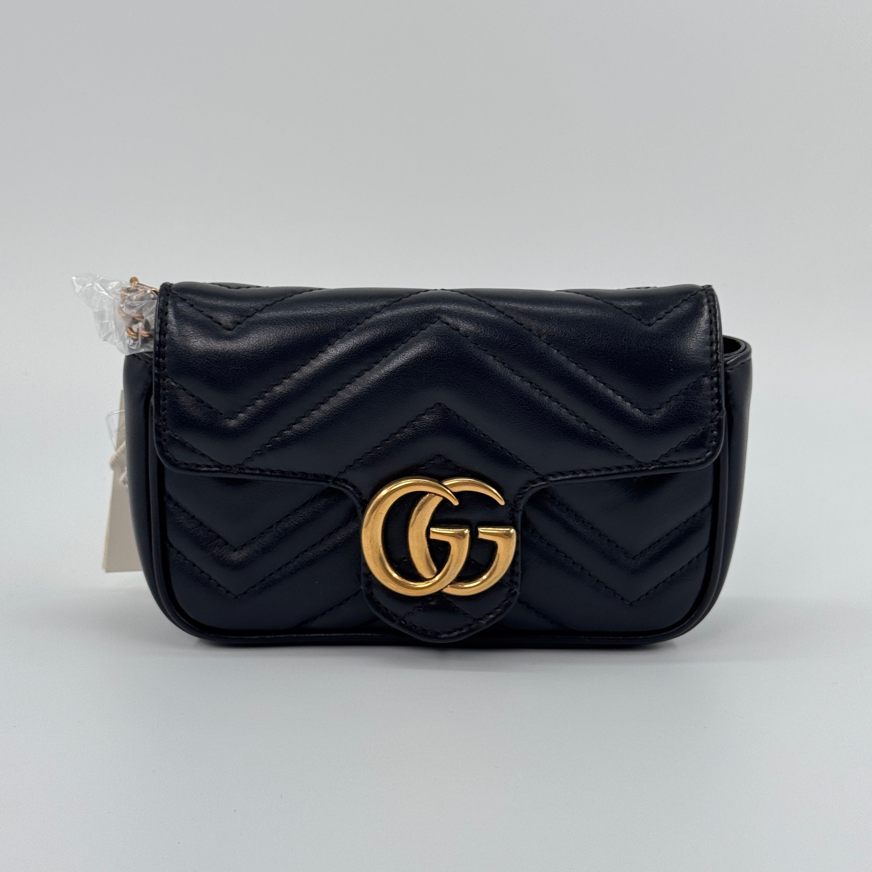 Gucci GG Marmont Super Mini Bag in Black Matelasse Leather
