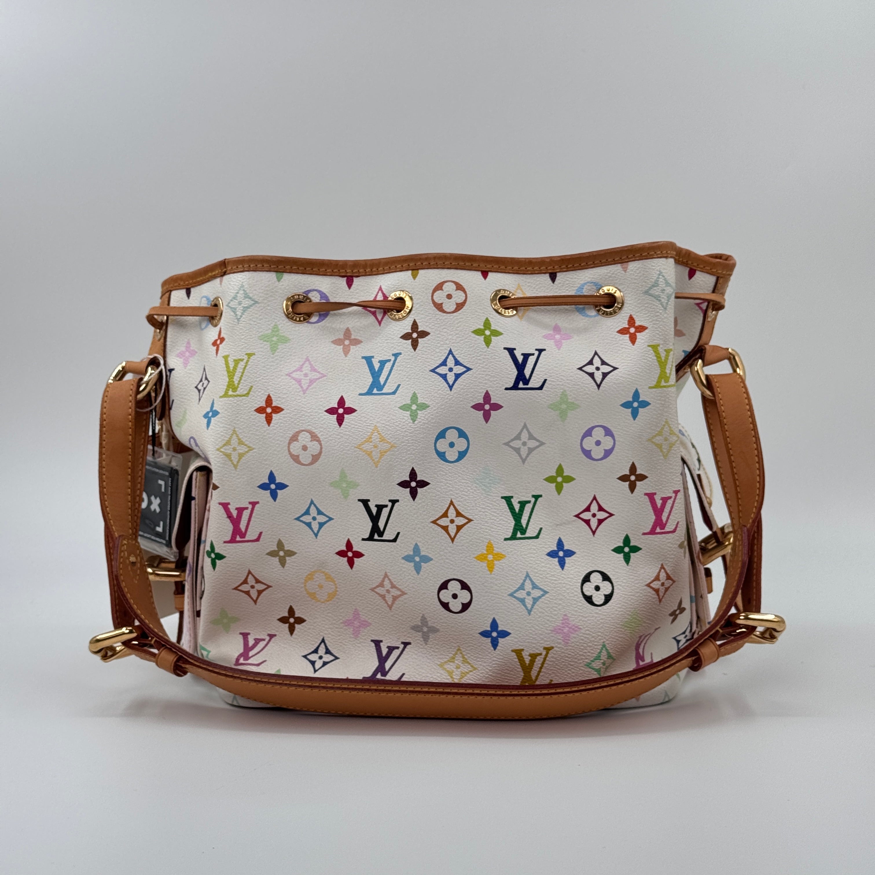 Louis Vuitton Petit Noe Multicolor White Drawstring Bucket Bag
