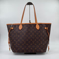 Pre‑owned Louis Vuitton Neverfull MM Monogram Tote Bag Red Interior