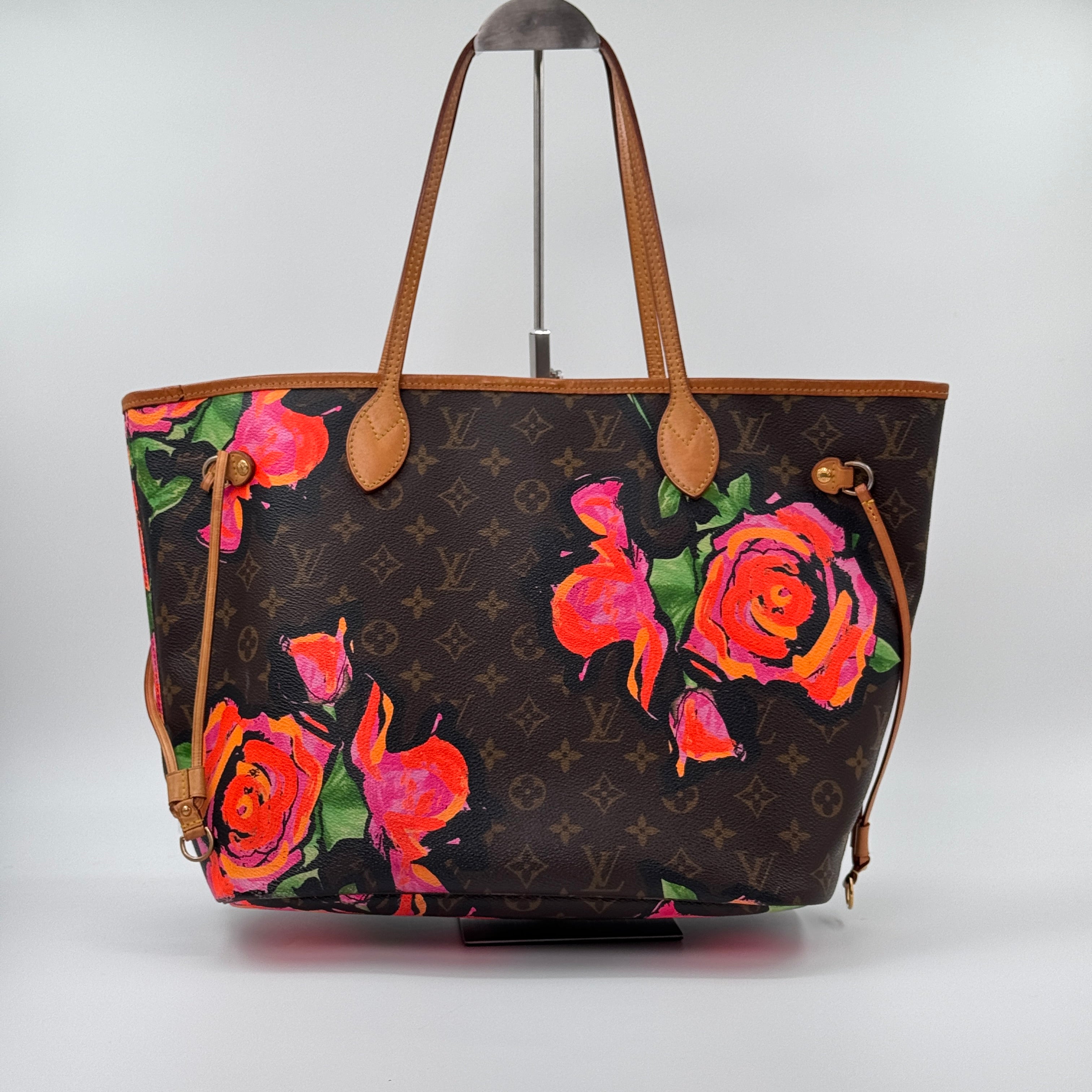 Louis Vuitton Neverfull MM Monogram Canvas with Roses Print Tote Bag