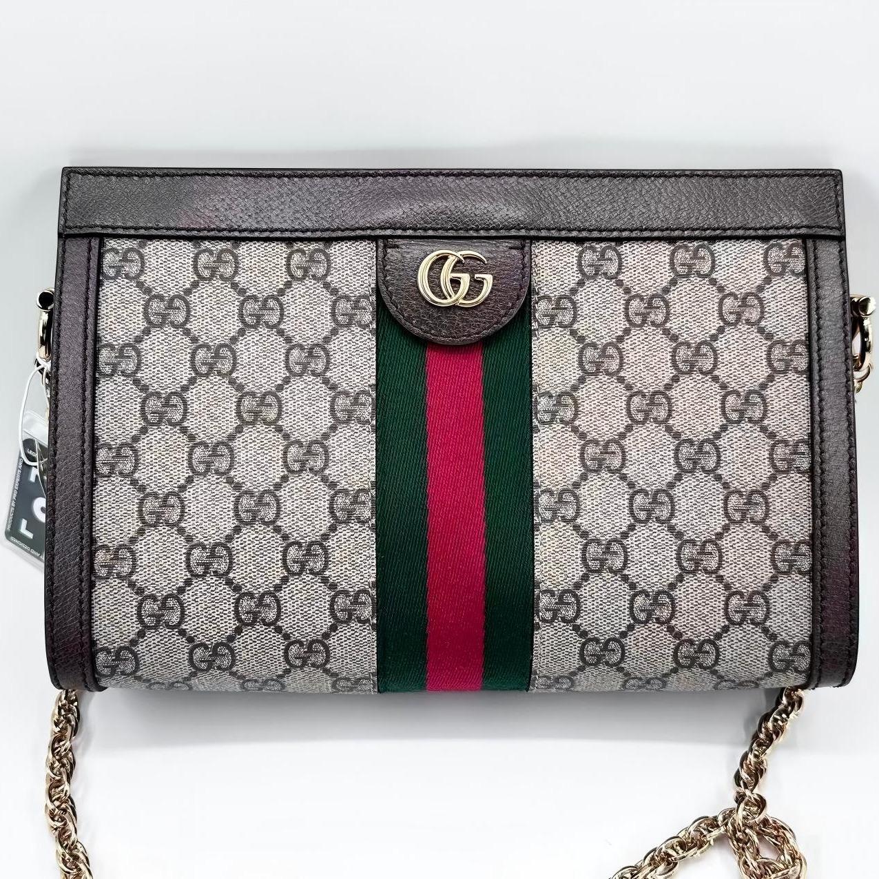 GUCCI canvas Crossbody Bags Ophidia Small Shoulder Bag GG Supreme with Red Green Web Stripe & Double G Hardware