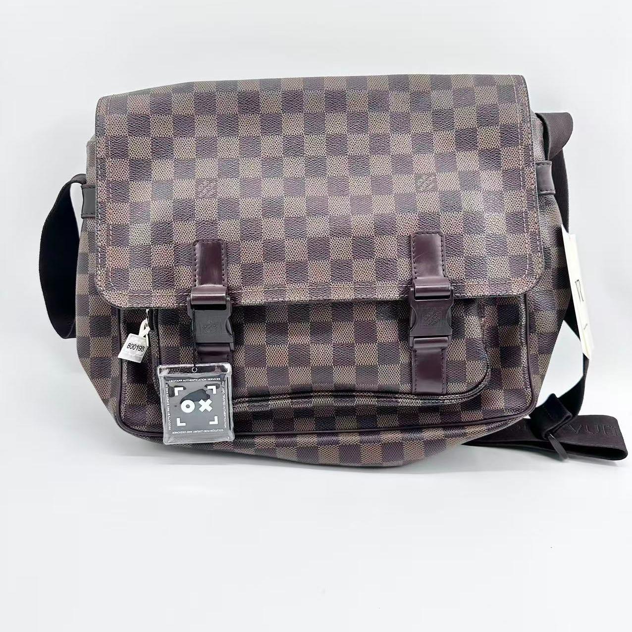 Louis Vuitton pvc Shoulder Bags LV Damier Ebene Checkered Melville Flap Messenger Bag Adjustable Wide Strap For Men