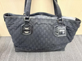 Pre‑owned Gucci Black GG Nylon & Leather Trim Large Tote Shoulder Bag