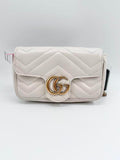 GUCCI Calfskin GG Marmont Supermini Macaron white Shoulder Bag