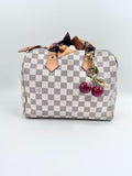 Louis Vuitton pvc Tote Bags Damier Azur speedy Tote Bag with Brown Leather Handles and Gold Hardware