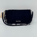 Miu Miu Vintage Black Velvet Matelasse Crystal Chain Shoulder Evening Bag