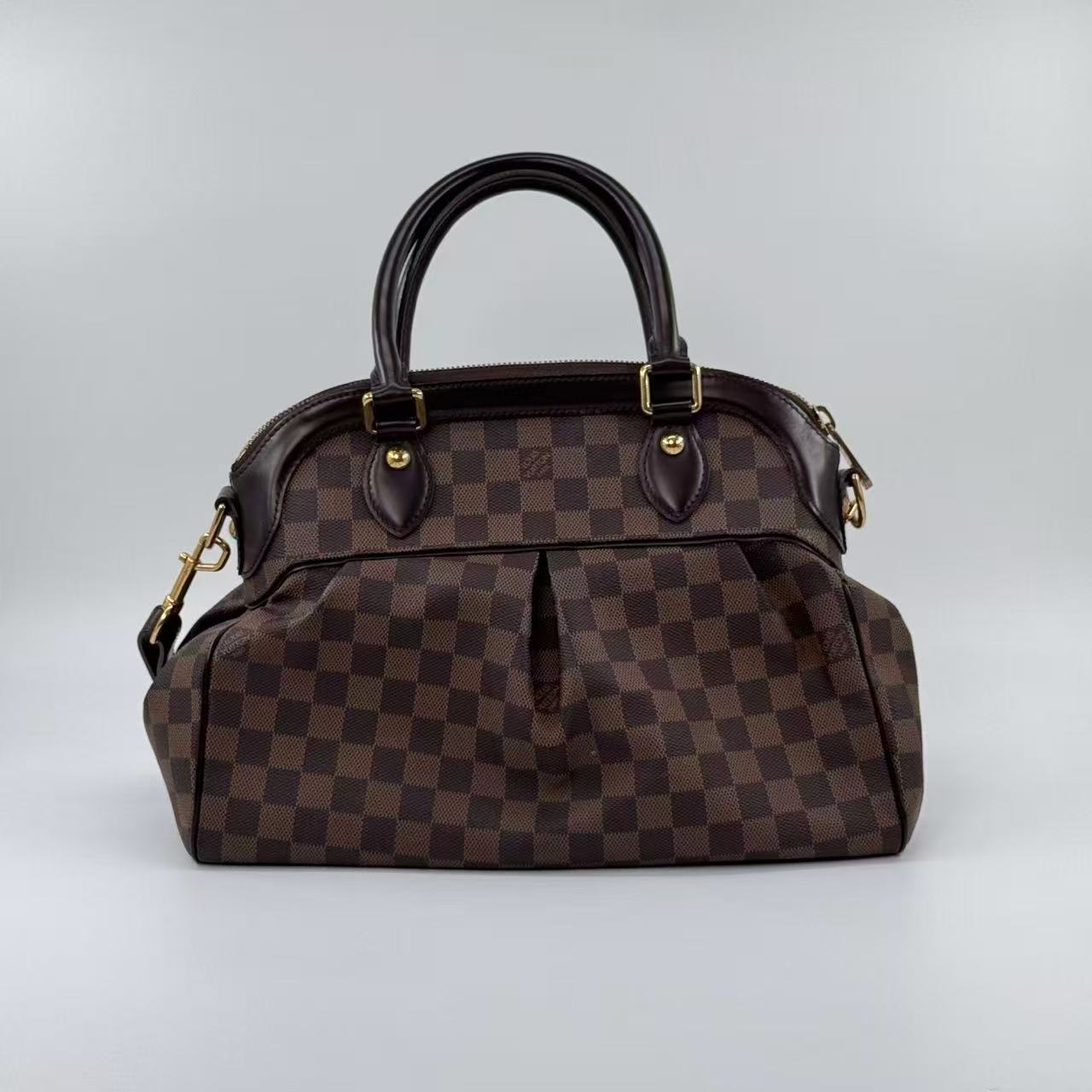 Pre-owned Louis Vuitton canvas Shoulder Bags Trevi PM Damier Ebene 2 Way Top Handle Shoulder Bag