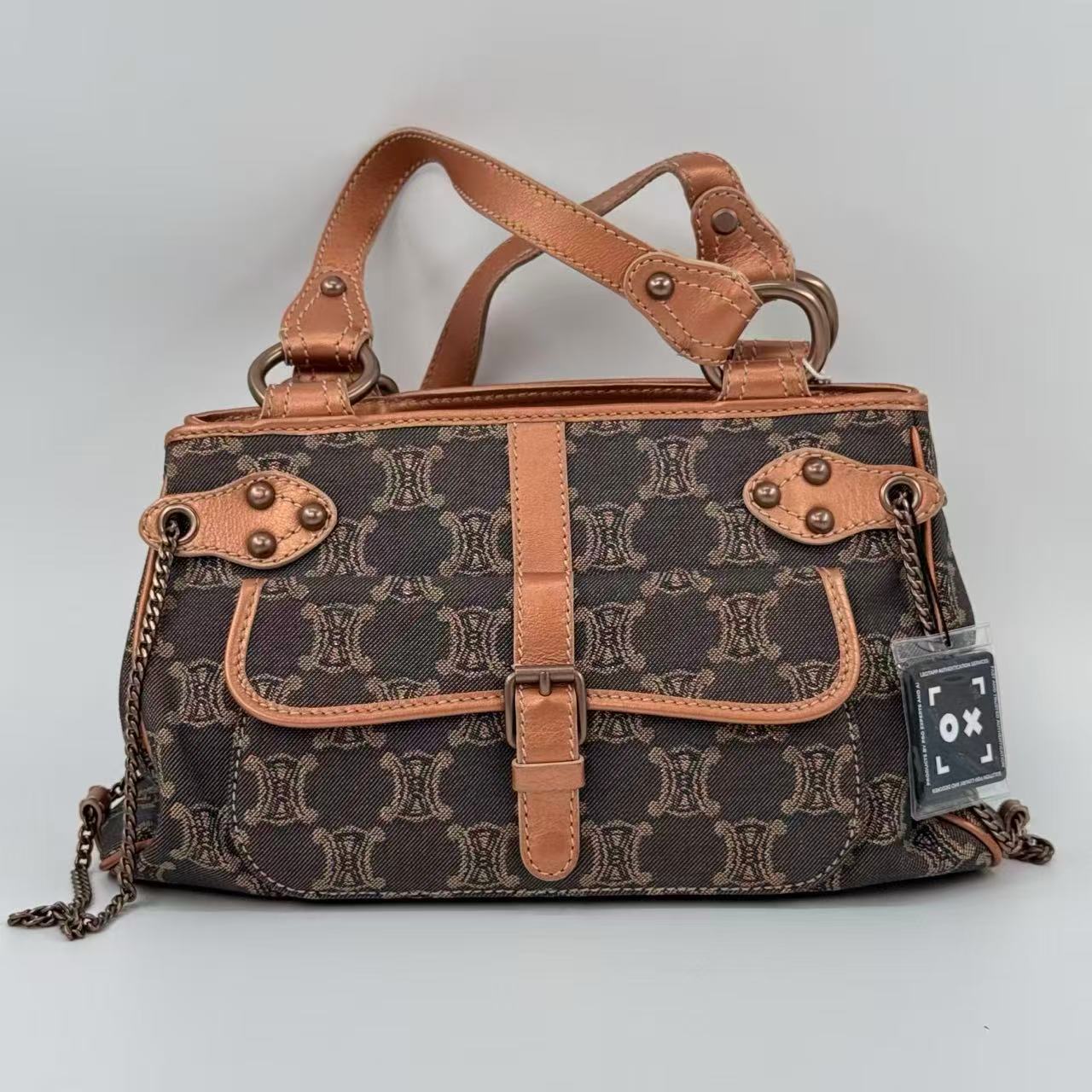 Celine Vintage Macadam Denim Shoulder Bag