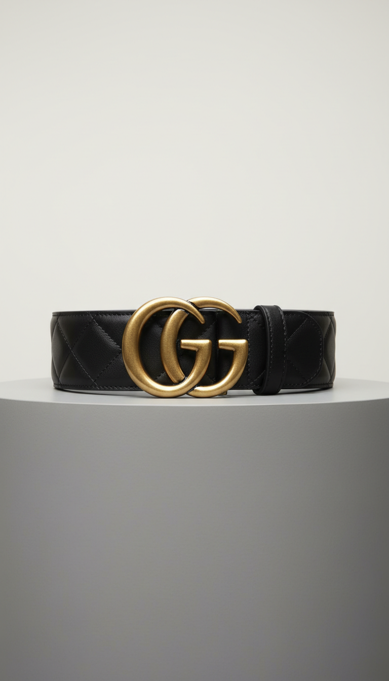 Gucci Marmont Leather Belt with Double G Buckle