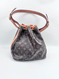 Louis Vuitton pvc Shoulder Bags Monogram Canvas Bucket Bag with Brown Leather Trim and Drawstring Closure